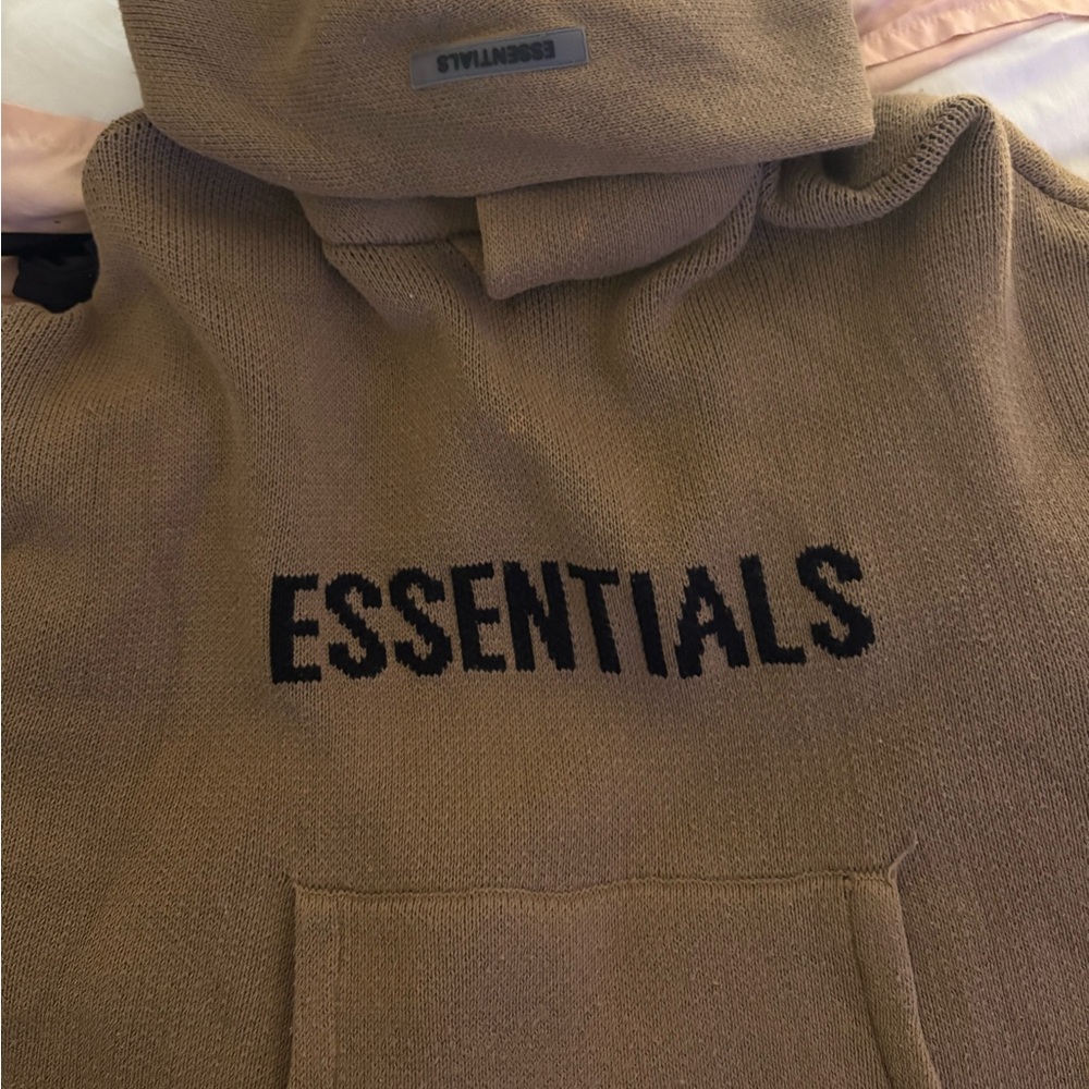 Essentials Taupe Knit Hoodie unisex